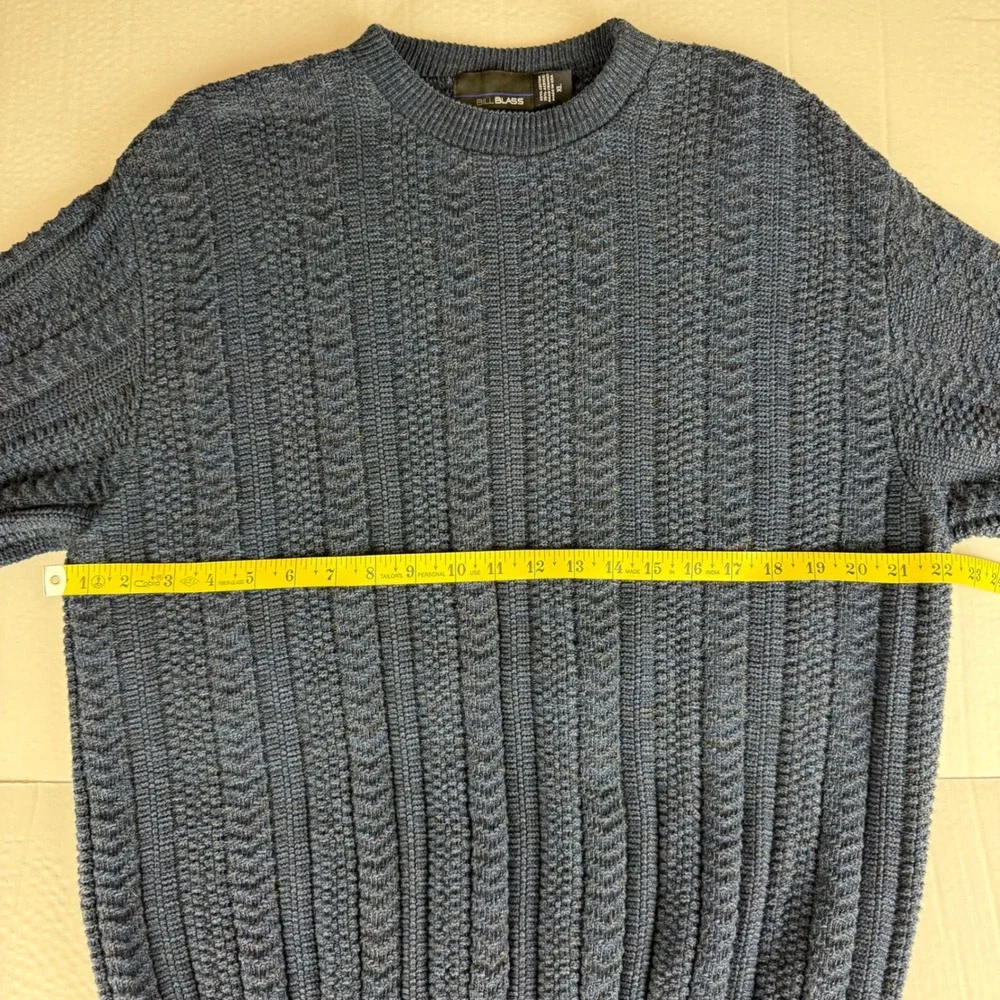 Bill Blass Mens Sweater Blue Textured Knit Crew Neck Long Sleeve XL Grandpacore - Picture 4 of 5